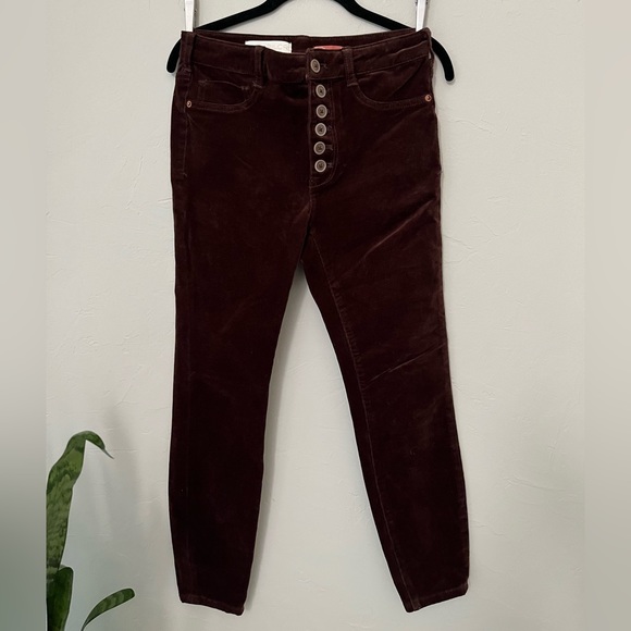 Anthropologie Pants - NEW ANTHROPOLOGIE PILCRO HIGH RISE SKINNY BROWN CORDUROY PANTS 28